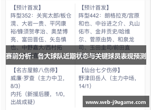 赛前分析：各大球队近期状态与关键球员表现预测